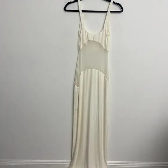 NWT Helsa Sheer Knit Curve Maxi Dress Vanilla  $498 msrp size M - Picture 9 of 11